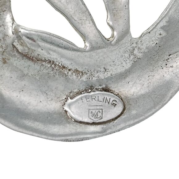 Vintage WL Sterling Silver 925 Swirl Pattern Pin Brooch - Picture 3 of 5